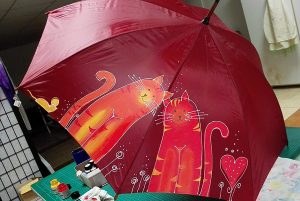 maľovaný dáždnik motív mačky