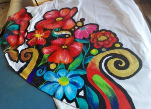 maľovaná sukňa motív kvety